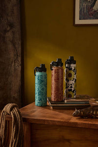 Moo & Bloom Stainless Steel Water Bottle in Brown Baroque