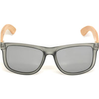 Square Bamboo Wood Sunglasses with Silver Polarized Lenses