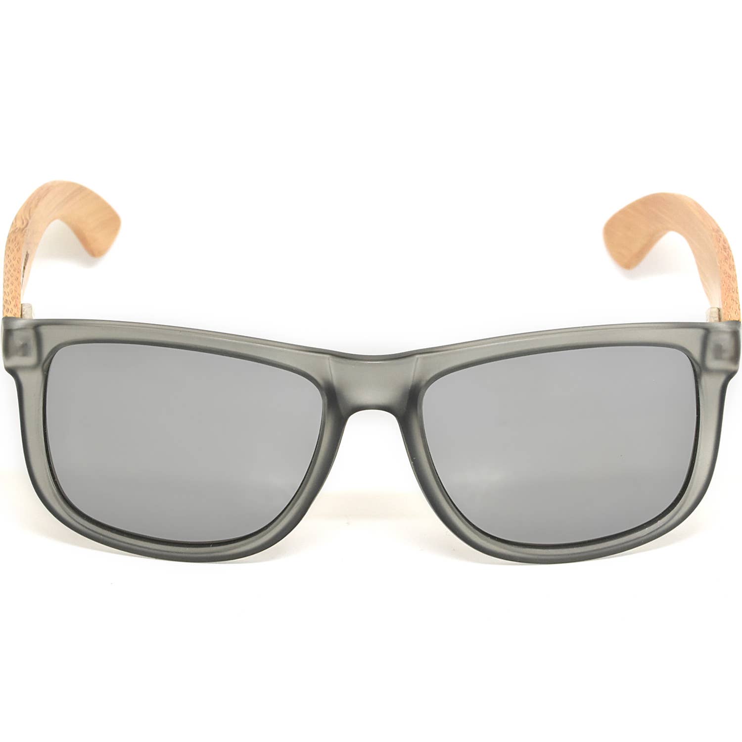Square Bamboo Wood Sunglasses with Silver Polarized Lenses