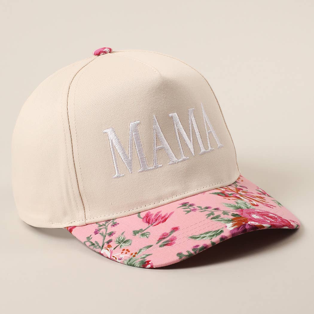 MAMA Letter Embroidery Floral Two-Tone Trucker Hat