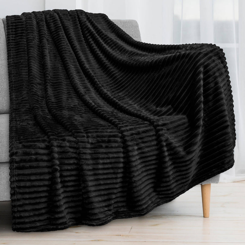 Ribbed Fleece Throw Blanket