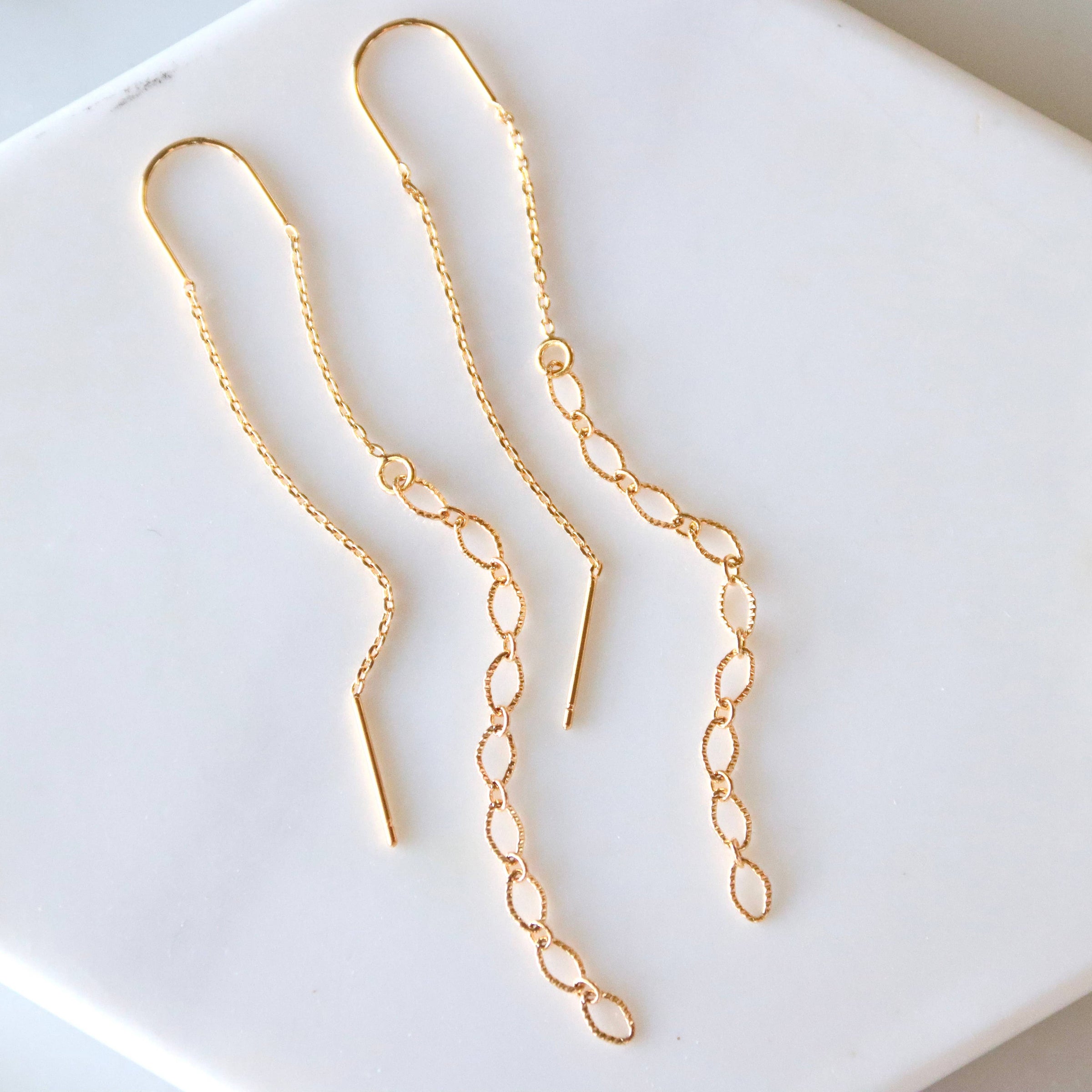 Textured Threader Earrings - Gold and Silver