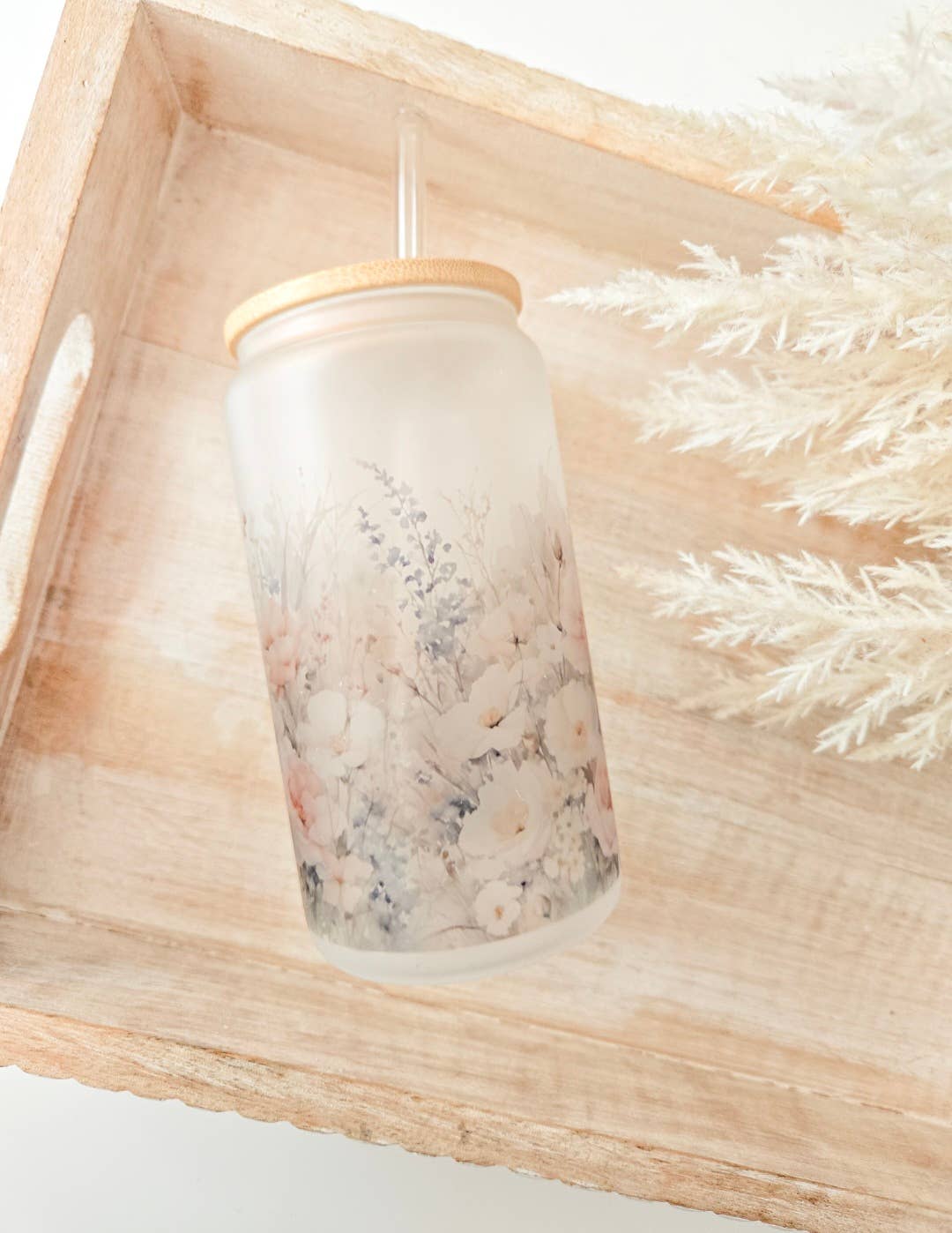 Beautiful Soft Floral Glassware | 16oz Glass