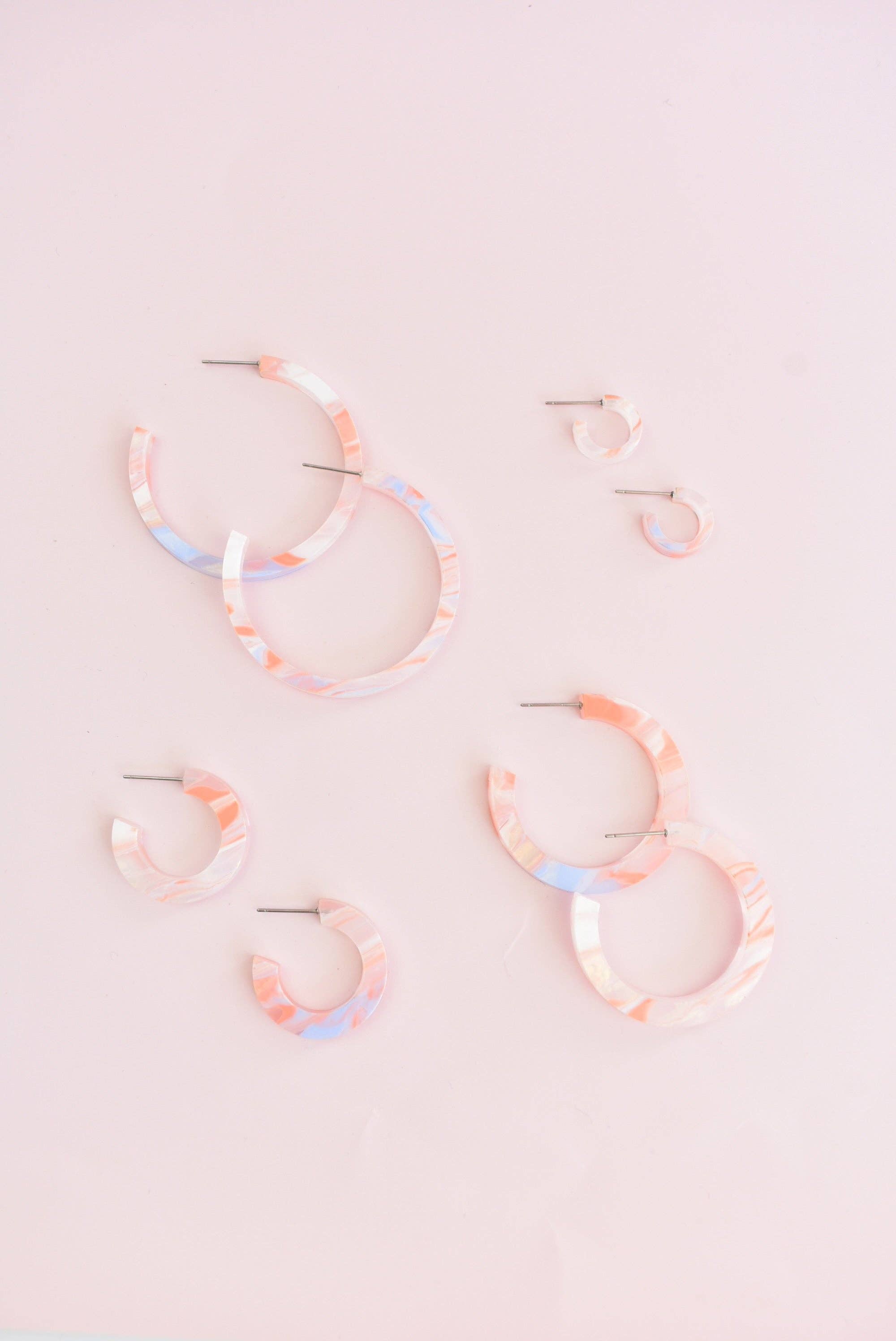 SHERBET MARBLE HOOP EARRINGS