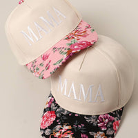 MAMA Letter Embroidery Floral Two-Tone Trucker Hat