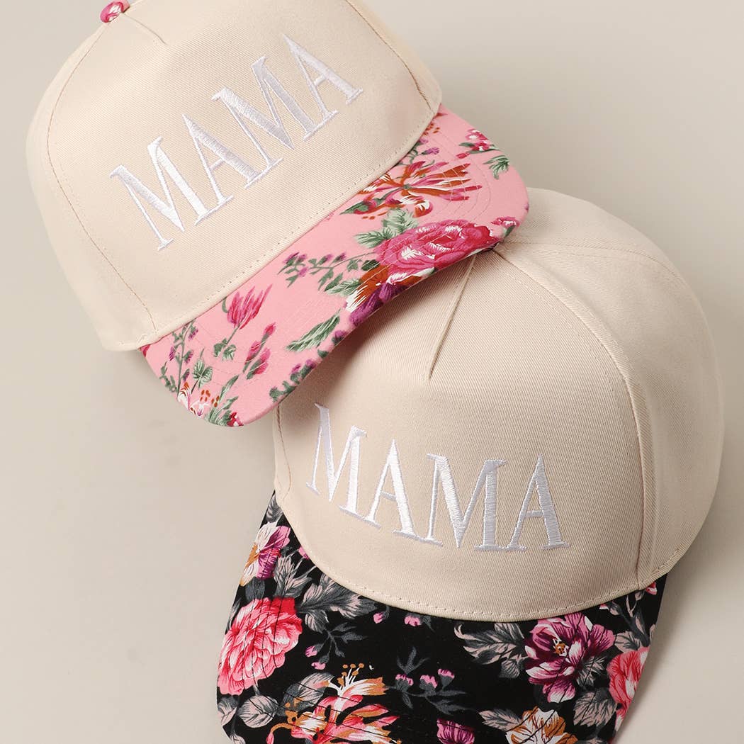 MAMA Letter Embroidery Floral Two-Tone Trucker Hat