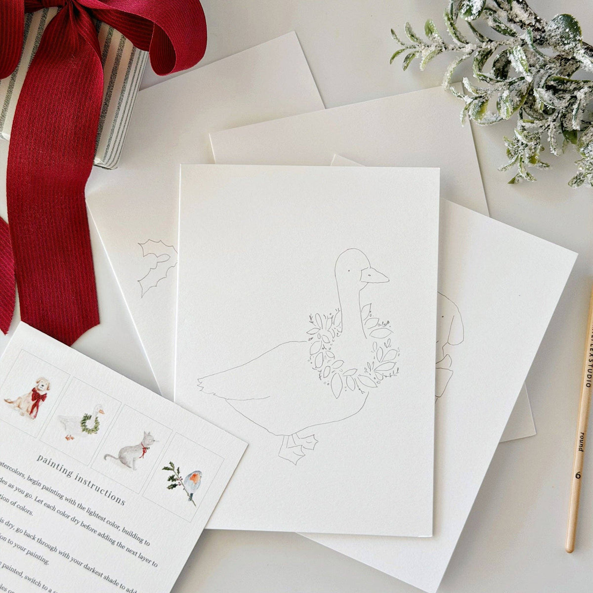Festive friends paintable notecard