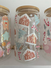 Gingerbread House 16oz Glass Can Cup - Christmas, Baking