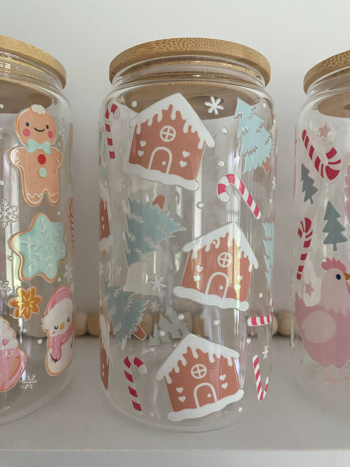 Gingerbread House 16oz Glass Can Cup - Christmas, Baking