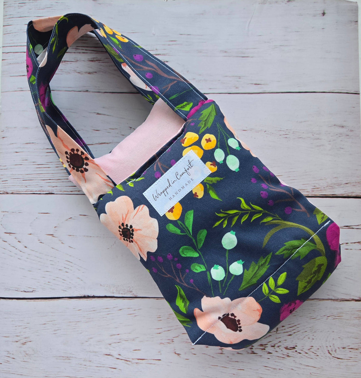 Organic Cotton Heating Pad - Neck Wrap -  Navy & Pink Floral