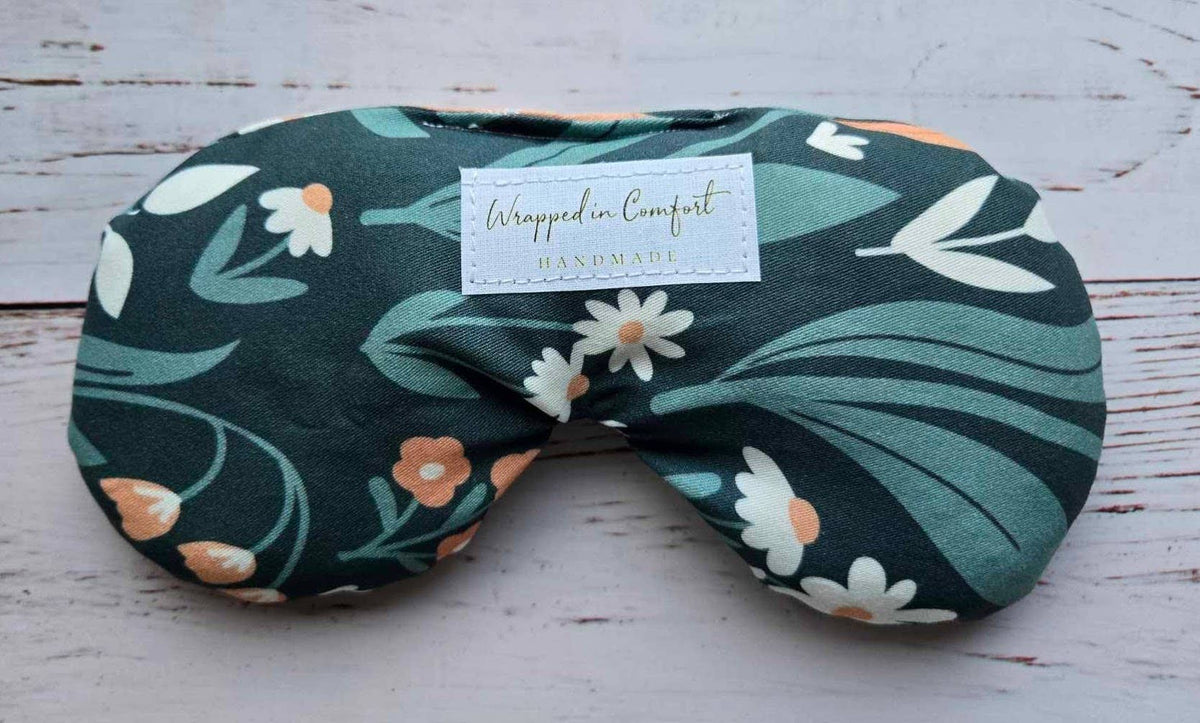 Organic Cotton Eye Pillow - Teal & Peach Floral