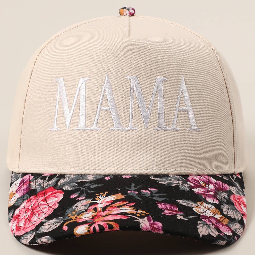 MAMA Letter Embroidery Floral Two-Tone Trucker Hat