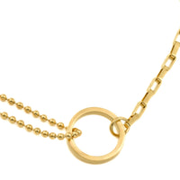 Gold Mixed Chain Circle Link Necklace - Stainless Steel
