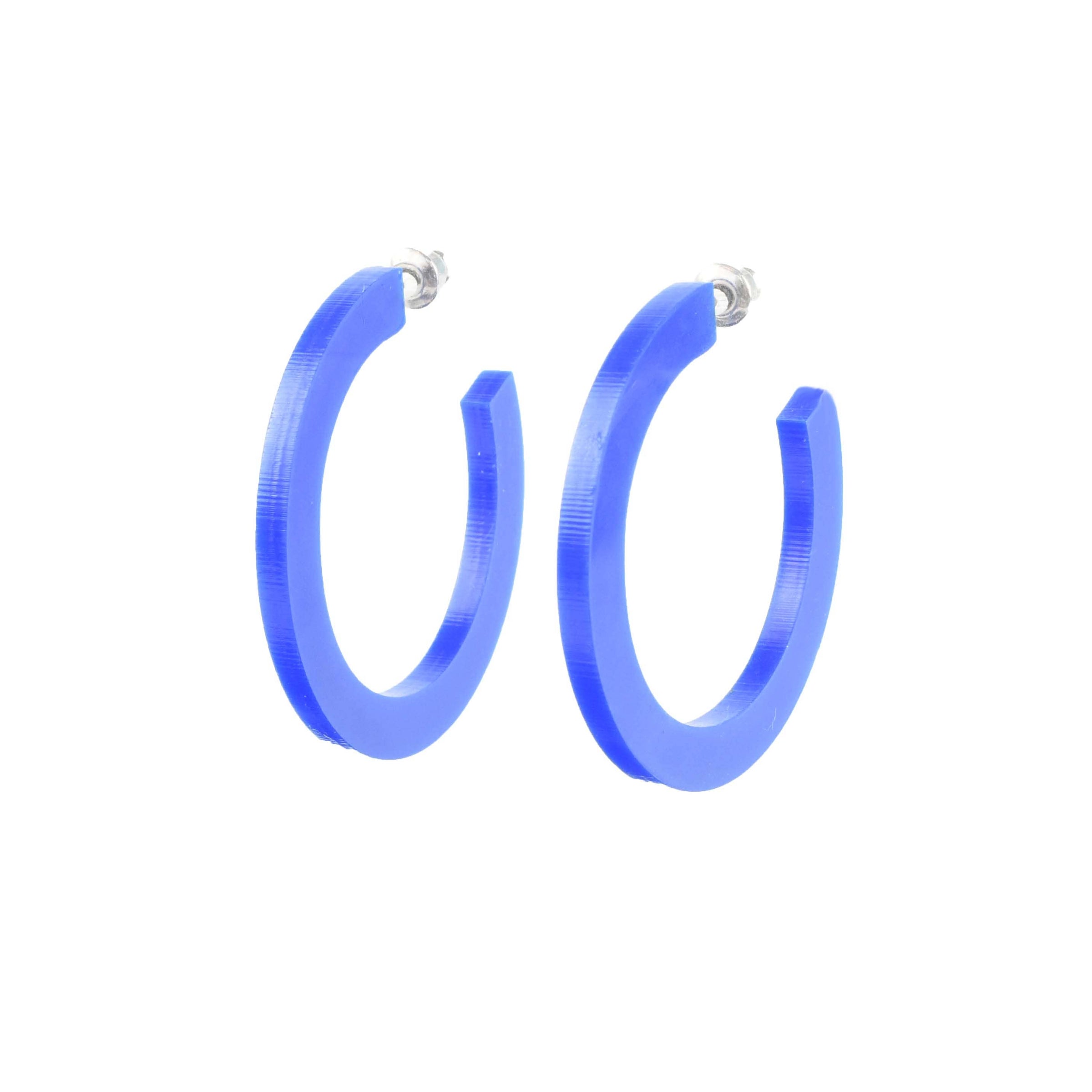Blue Lightweight Acrylic Hoop Earrings