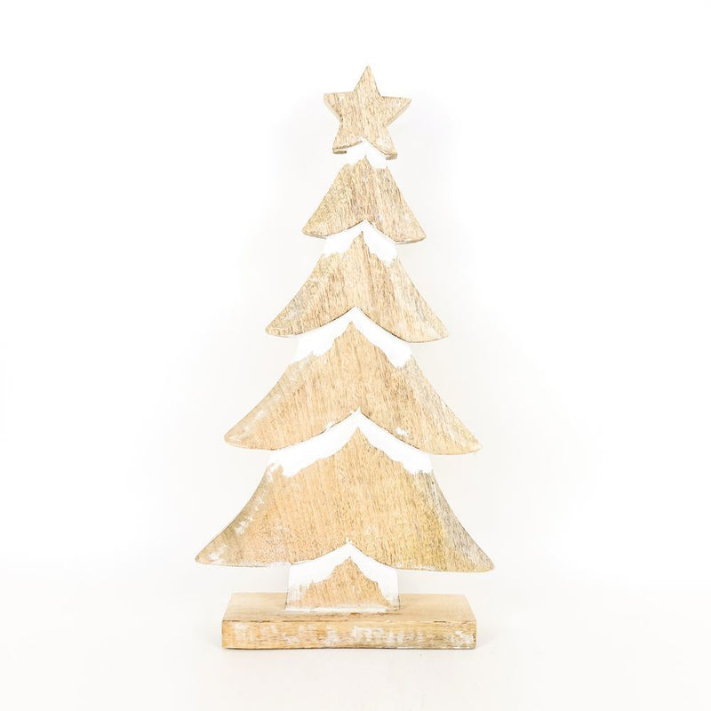 Mango Wood Cutout on Stand (XMAS TREE) natural white
