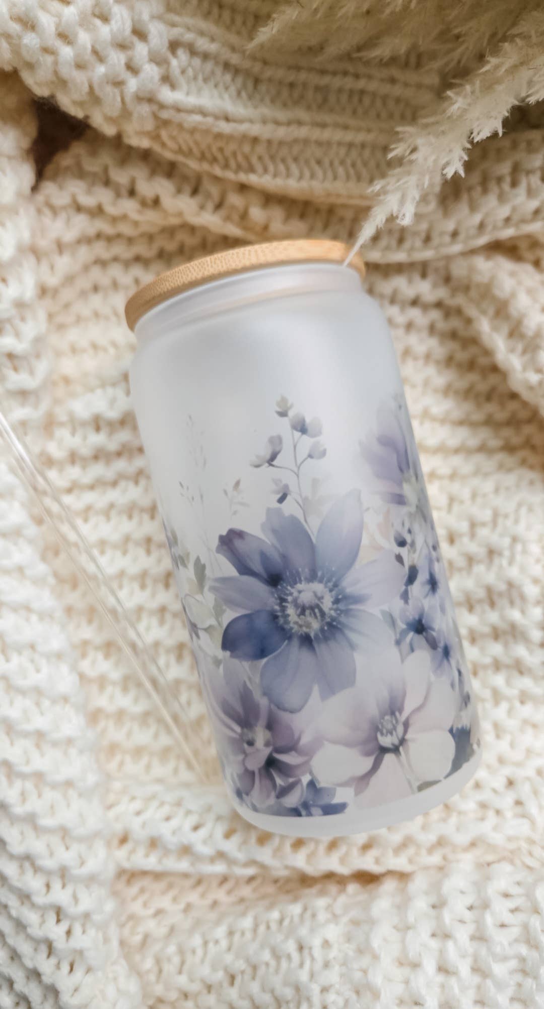 Lavender Floral Glassware | 16oz Glass