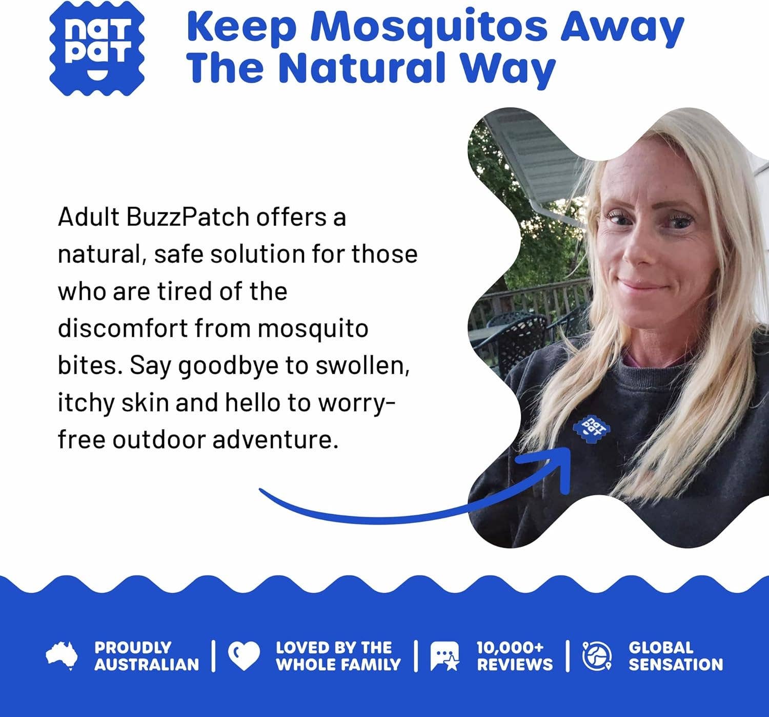 NATPAT Adult BuzzPatch Mosquito Repellent Patches for Adult