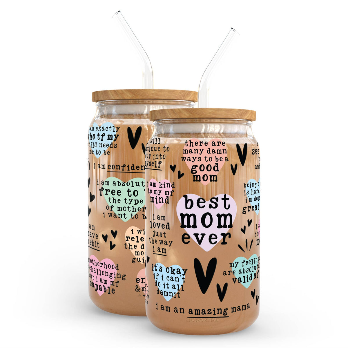 Best Mom Ever 16oz Glass Cup - Affirmations, Mother's Day