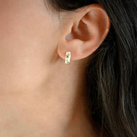 Gold Enamel Tulip Flower Hoop Earrings - 925 Sterling Silver