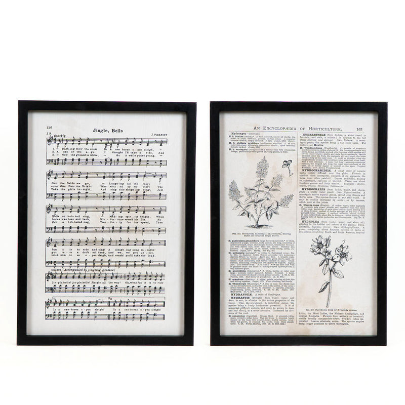 Reversible Wood Framed Sign (Jingle Bells/Flowers) white, black