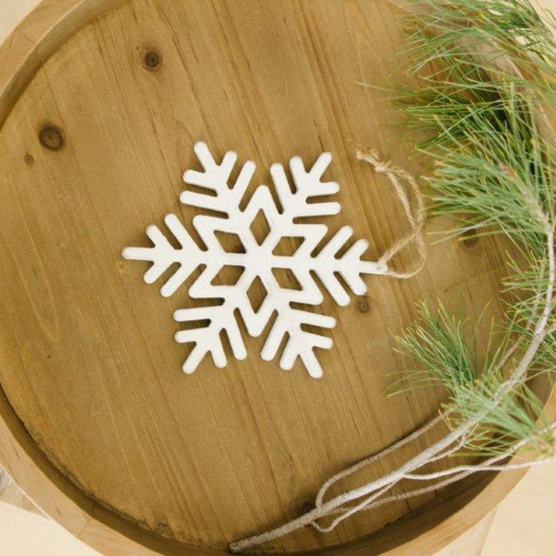 Wood Cutout Ornament (Snowflake) white 6X7X.25