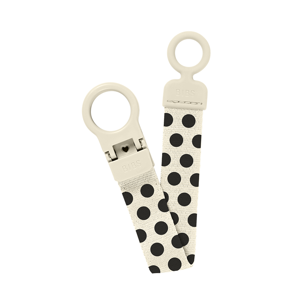 Studio Pacifier Clip Loop - Polka Dot Ivory Black