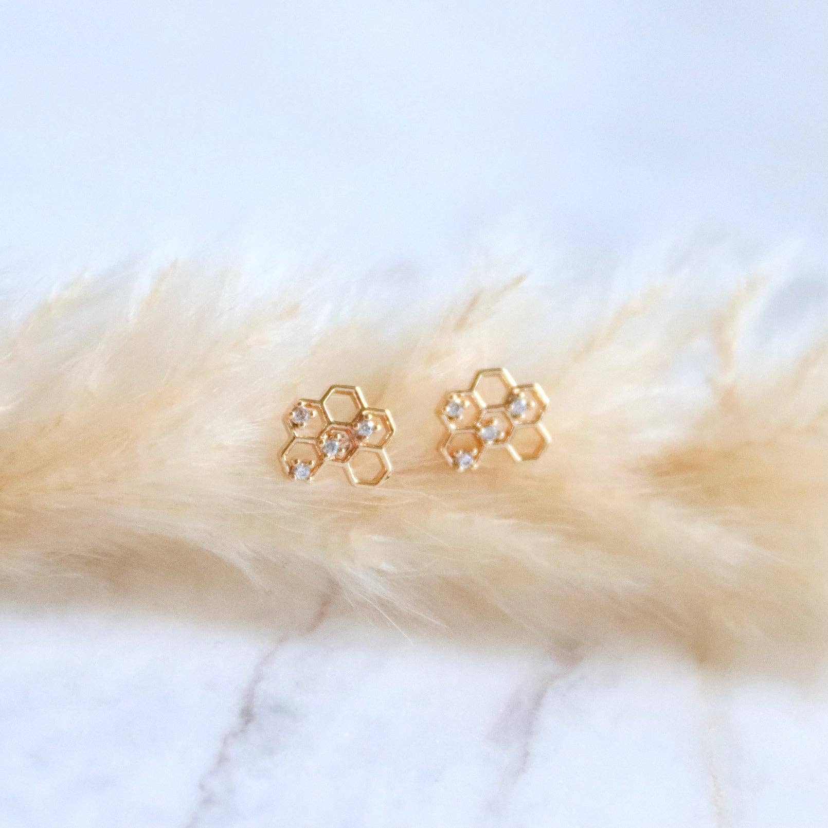 CZ Honeycomb Stud Earrings