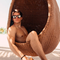 Walnut Wood Sunglasses with Silver Mirrored Polarized Lenses