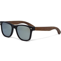 Walnut Wood Sunglasses with Silver Mirrored Polarized Lenses