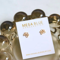 CZ Honeycomb Stud Earrings