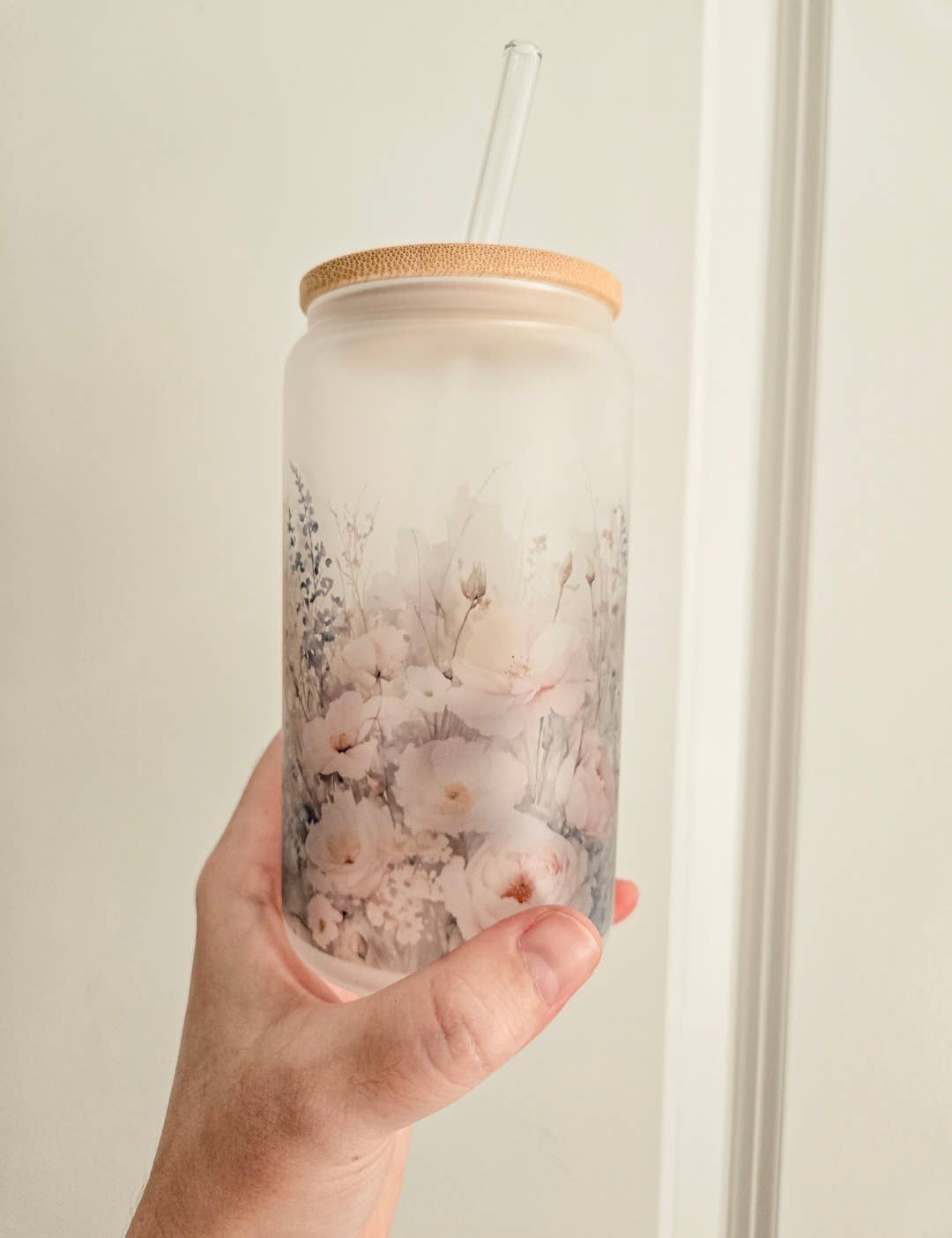Beautiful Soft Floral Glassware | 16oz Glass
