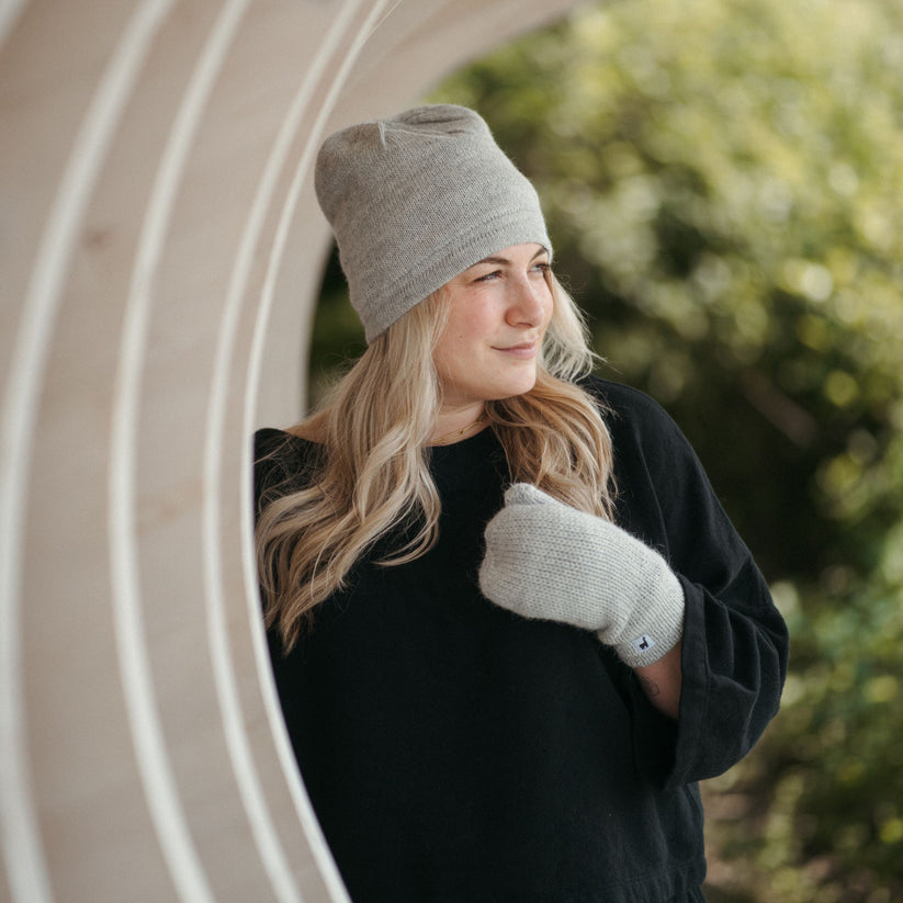 Alpaca Fleece Lined Hat - Clear Grey
