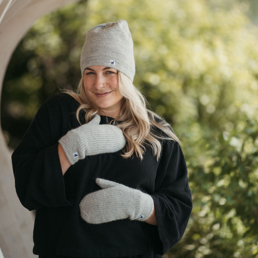 Alpaca Fleece Lined Hat - Clear Grey