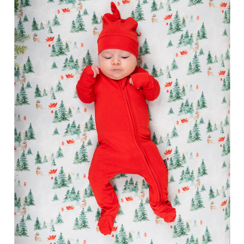Footed Zipper Sleeper - Santa Red