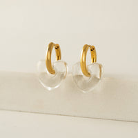 Corazon Heart Hoop Earrings - Clear