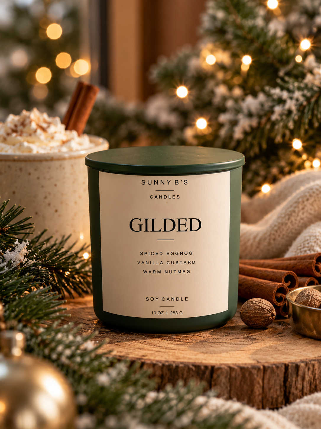 Gilded 10 oz Christmas Candle