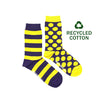Women's Socks | Stripe & Dot | Purple & Yellow | Mismatched