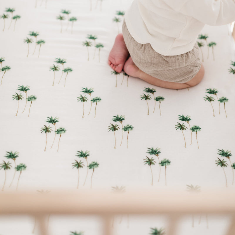 Muslin Crib Sheet - Palm Trees