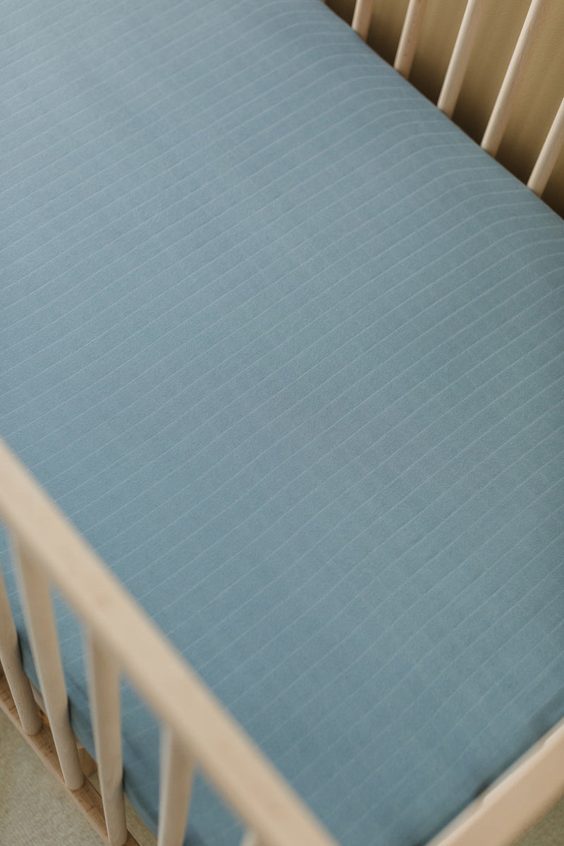 Muslin Crib Sheet - Dusty Blue
