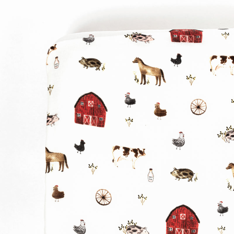 Muslin Crib Sheet - Farm Animals