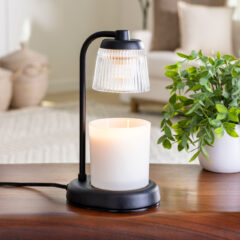 Fluted Glass Lamp Candle Warmer - Black