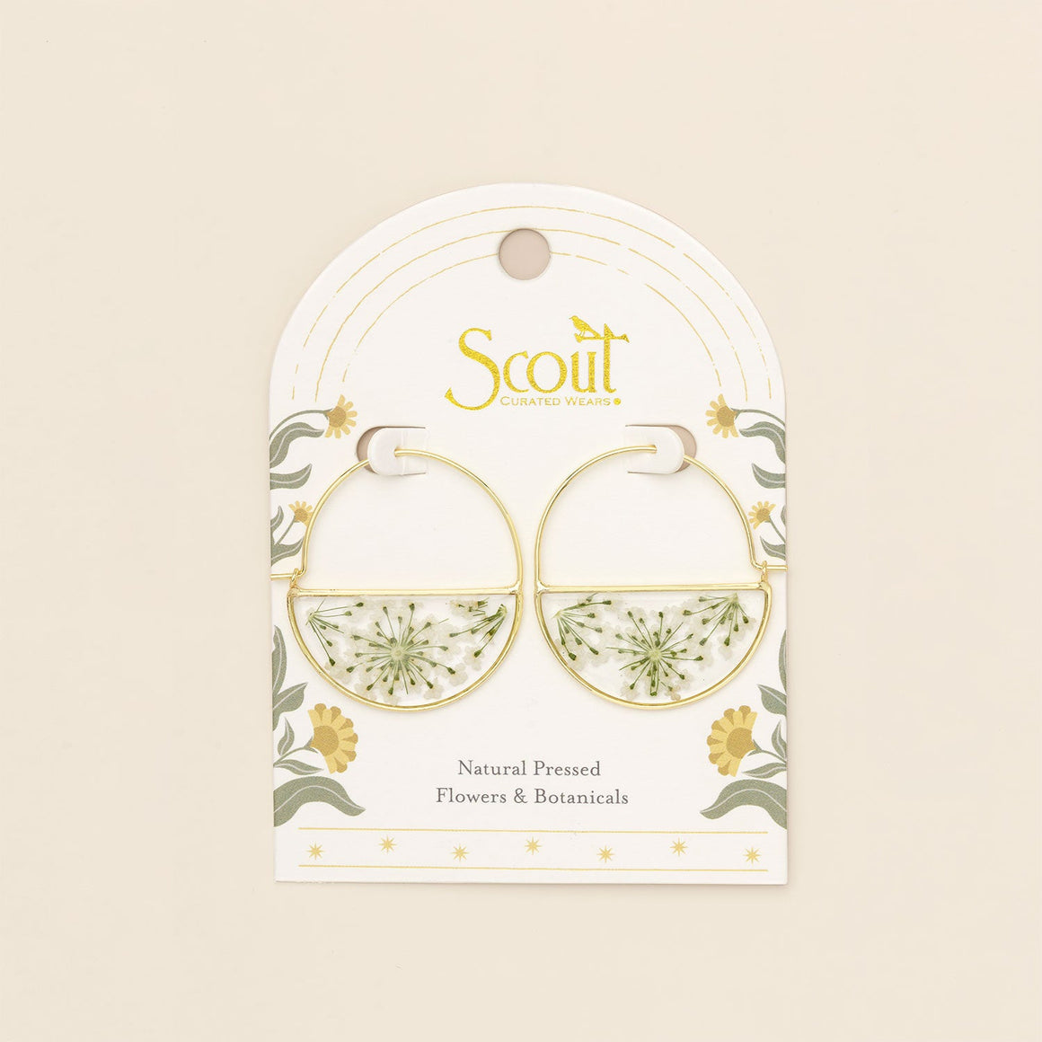 Pressed Flower Hoop Earring