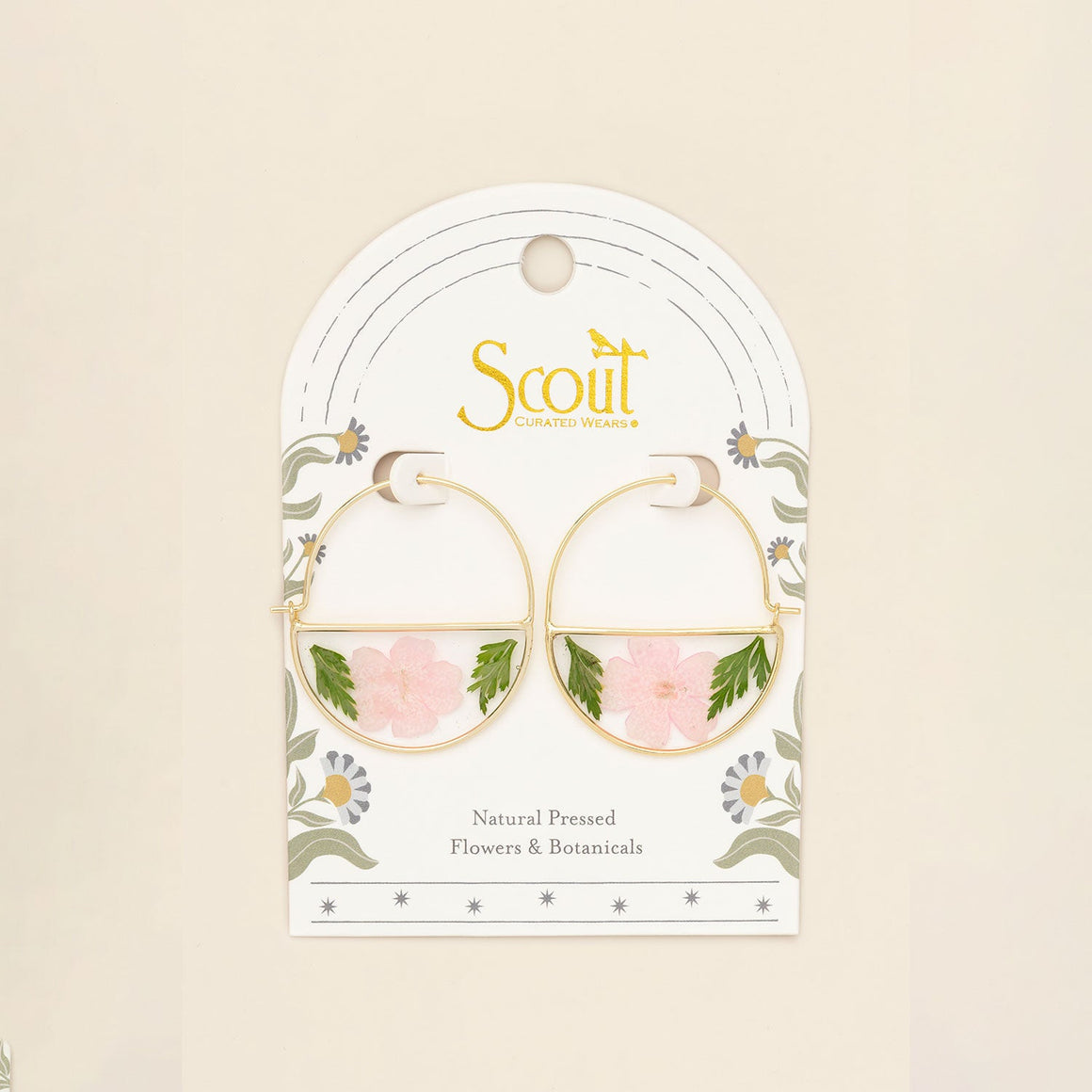 Pressed Flower Hoop Earring
