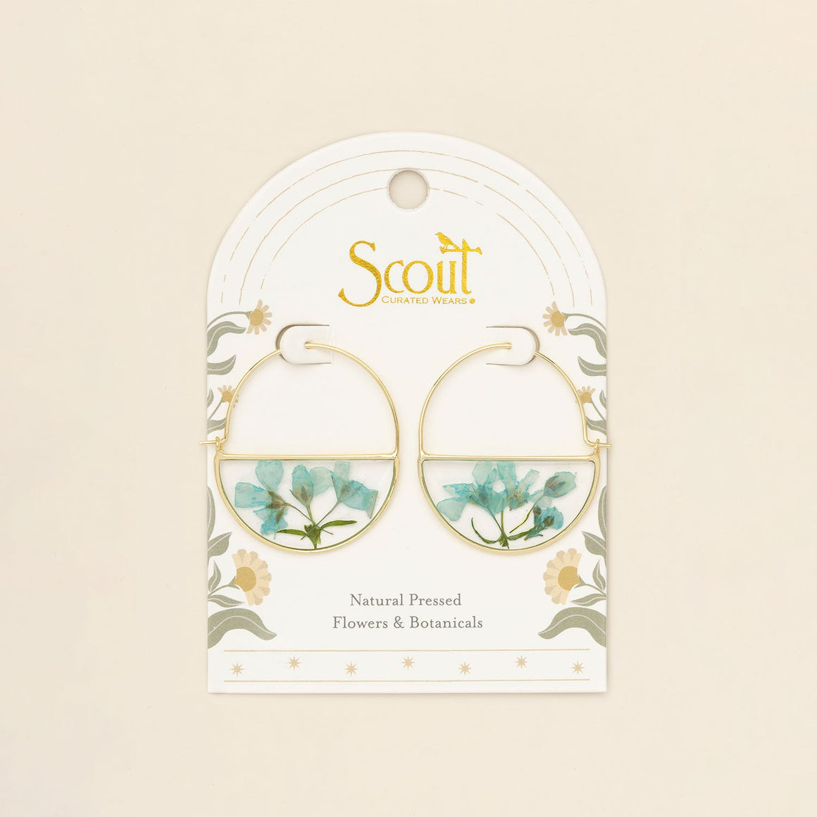Pressed Flower Hoop Earring