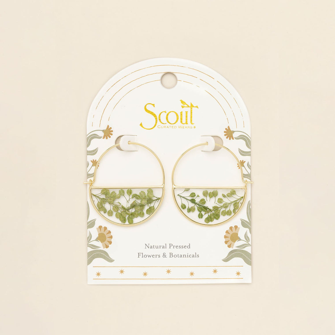 Pressed Flower Hoop Earring