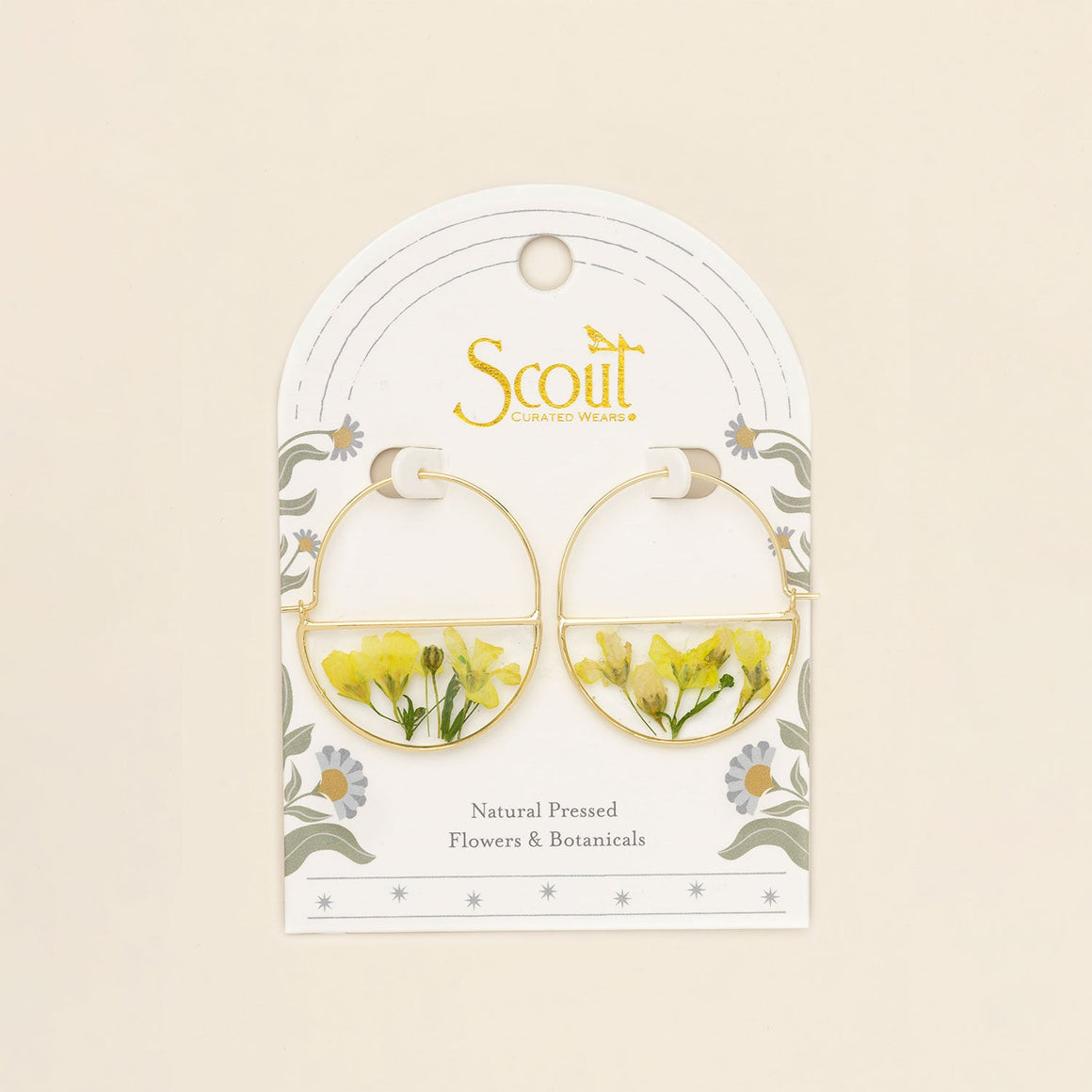 Pressed Flower Hoop Earring