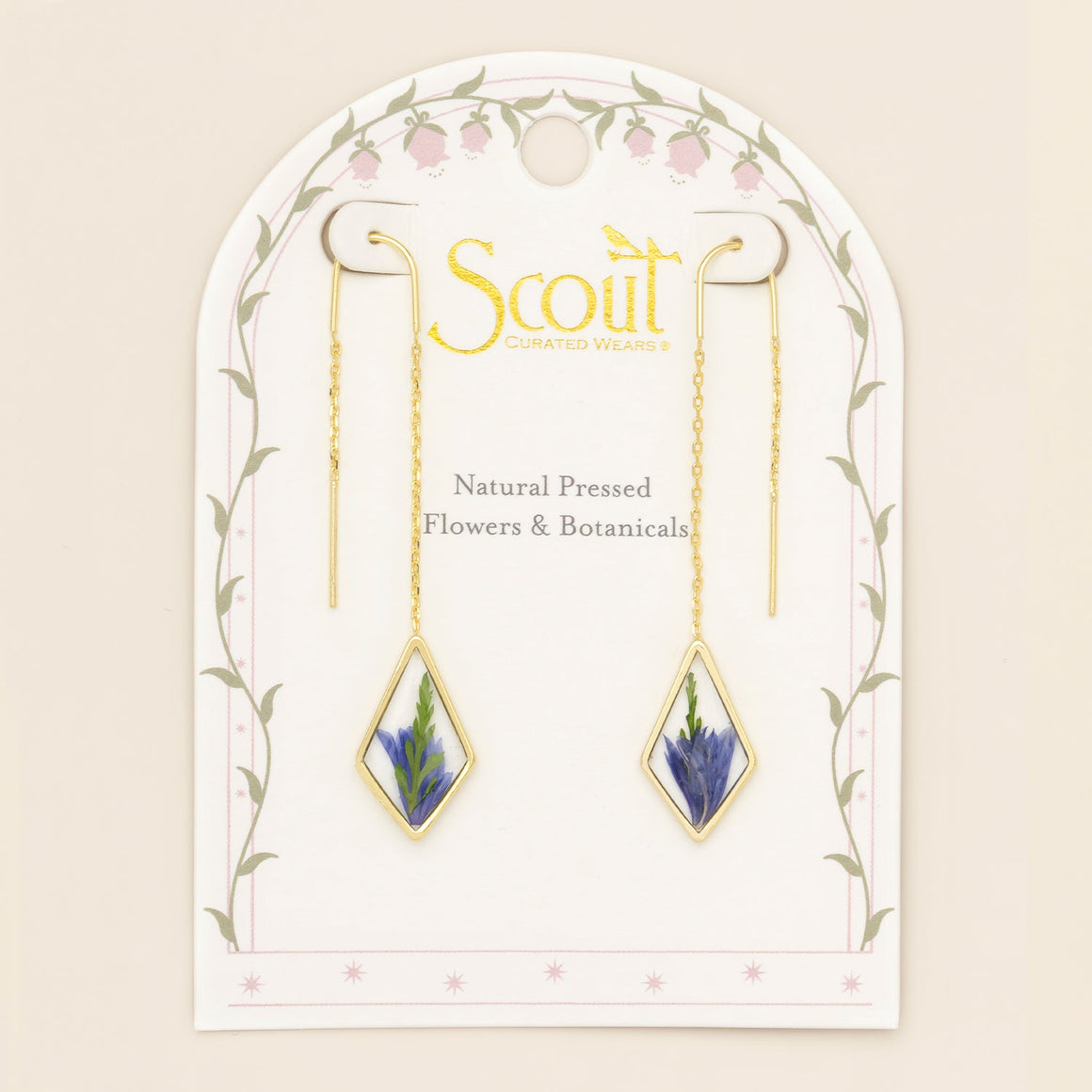 Pressed Flower Threader Earring