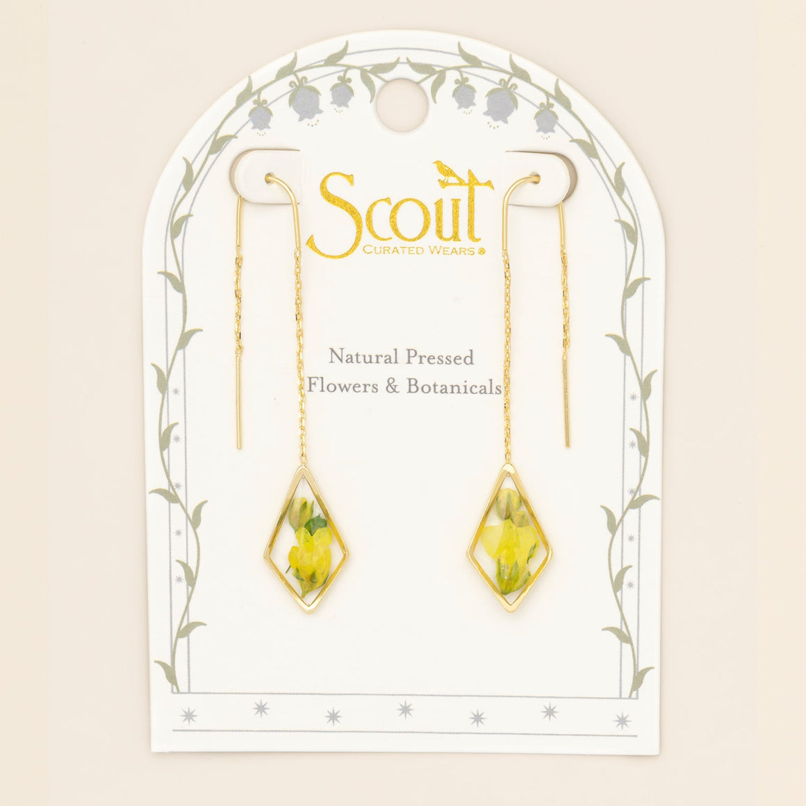 Pressed Flower Threader Earring