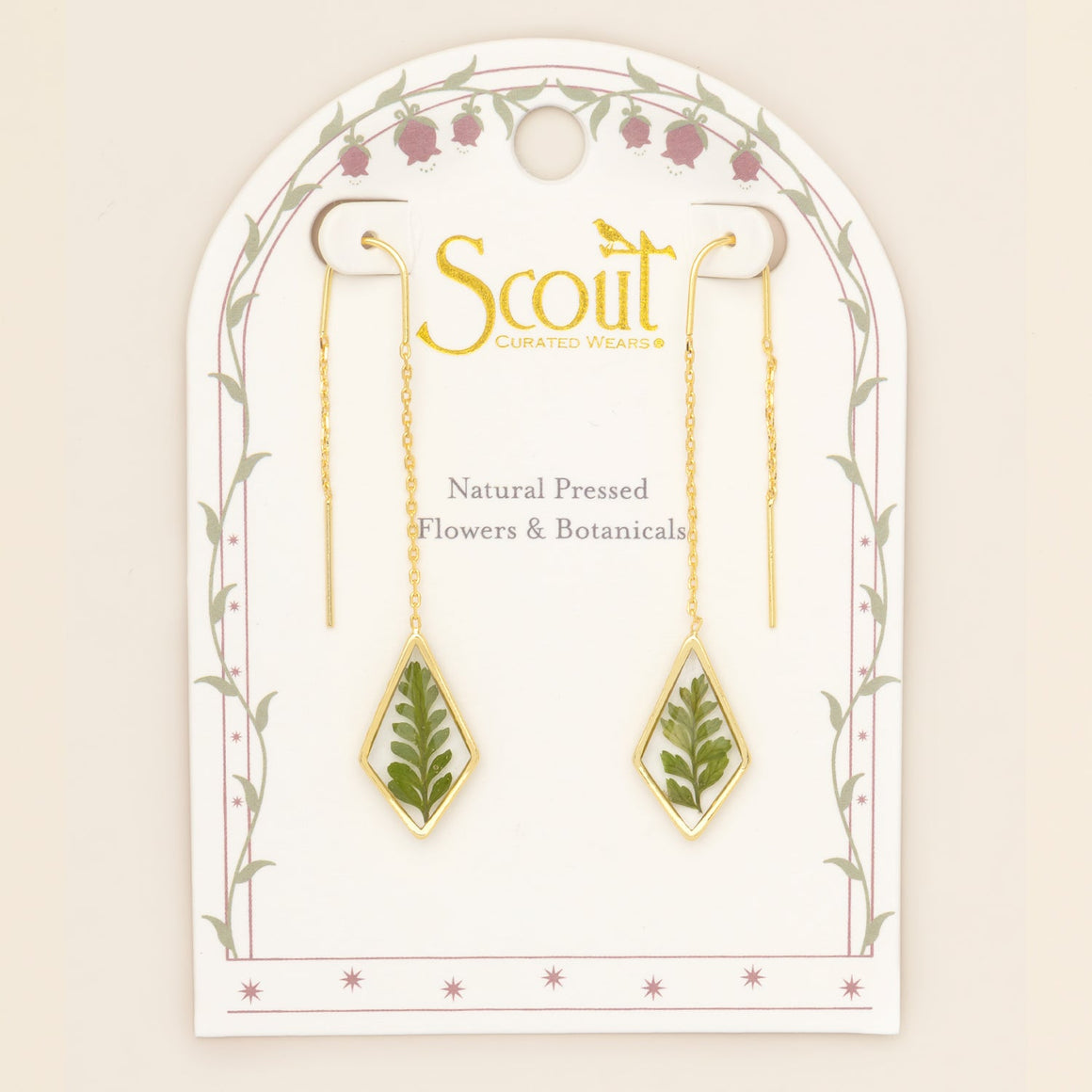 Pressed Flower Threader Earring