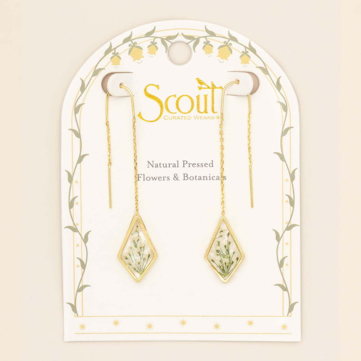 Pressed Flower Threader Earring